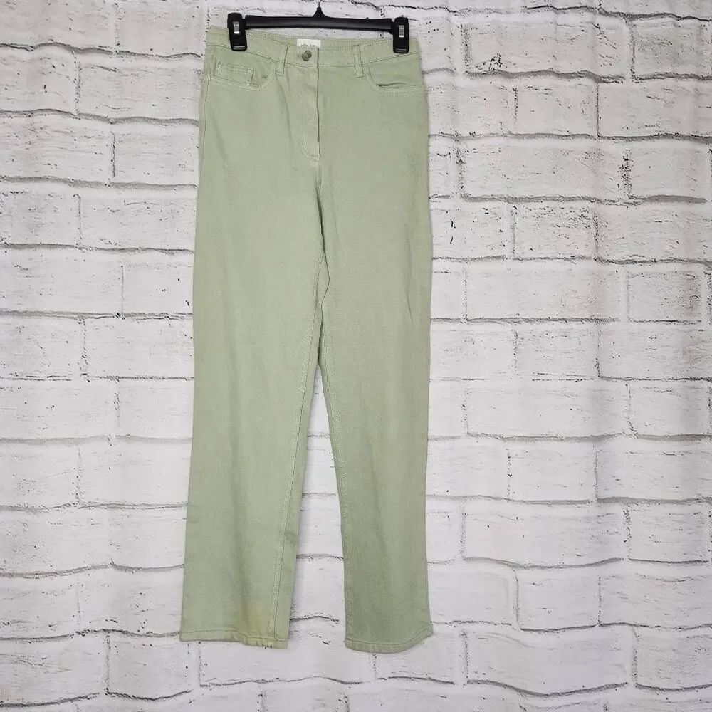 Wilfred Free Womens Sage Green The Melina High Waisted Slim Fit Twill Pants Sz 2